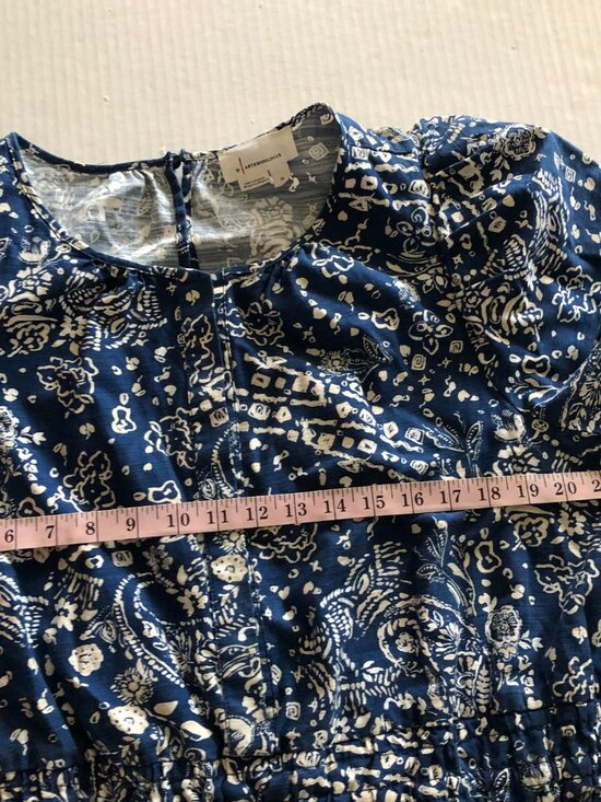 by Anthropologie The Somerset Wide Leg Jumpsuit Size XL Blue White Floral Casual - Picture 12 of 16